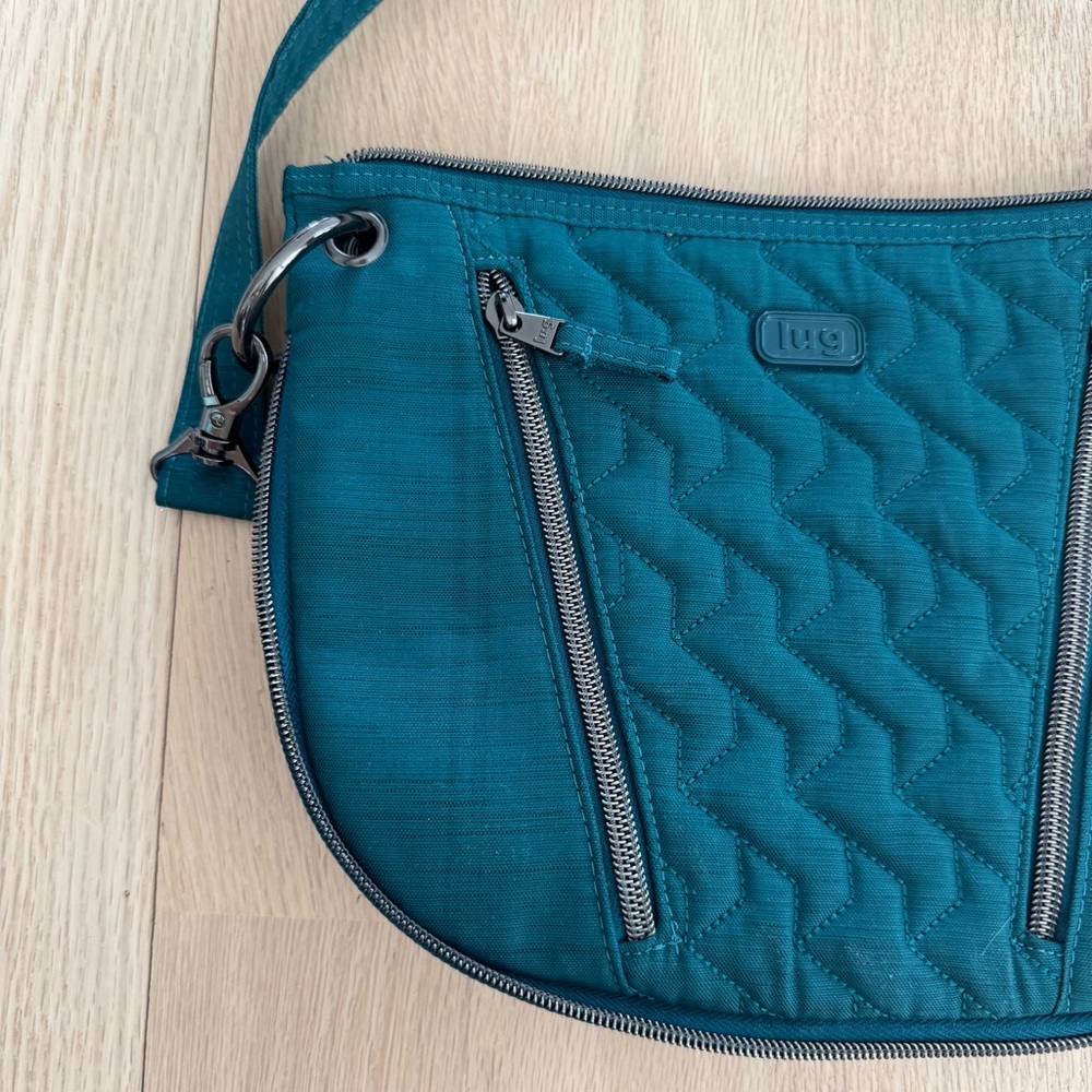 Lug Swivel Green Quilted Shoulder Bag Purse With Removable Strap - Picture 5 of 16